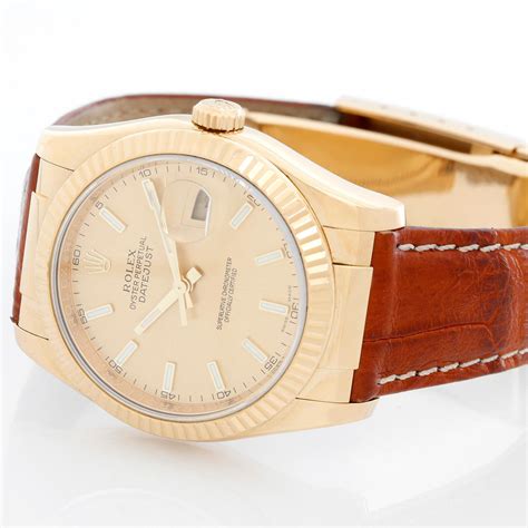 rolex gold with leather strap|genuine Rolex leather watch straps.